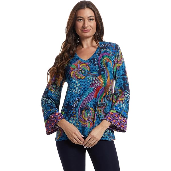 Johnny was Women's The Janie Favorite Henley Top, Paisley Tie, X