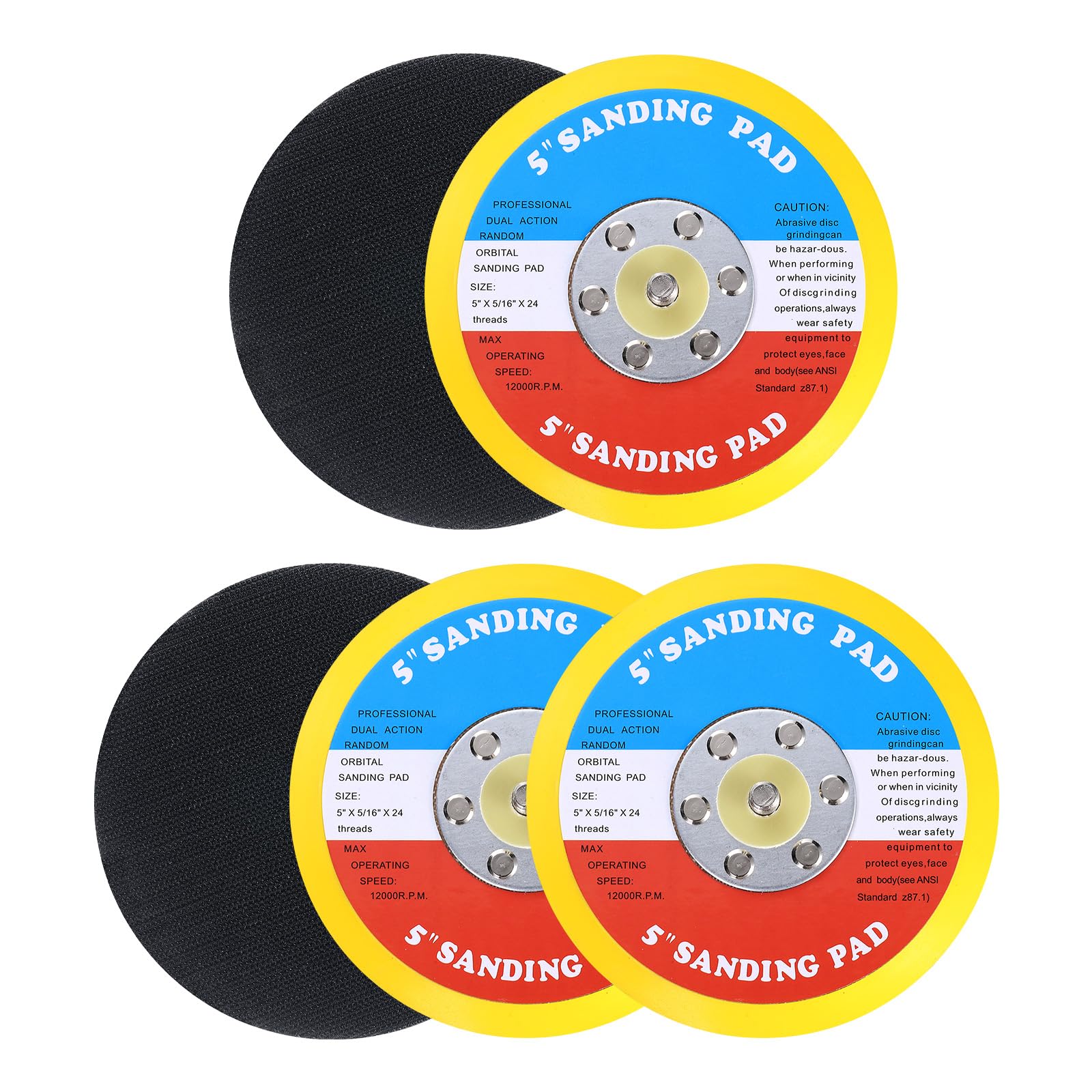 Sourcingmap 5pcs 5 Inch Hook and Loop Backing Sanding Pads with 5/16"-24 Thread for Diamond Sanding Finishing Polishing Buffing Pads, Orange