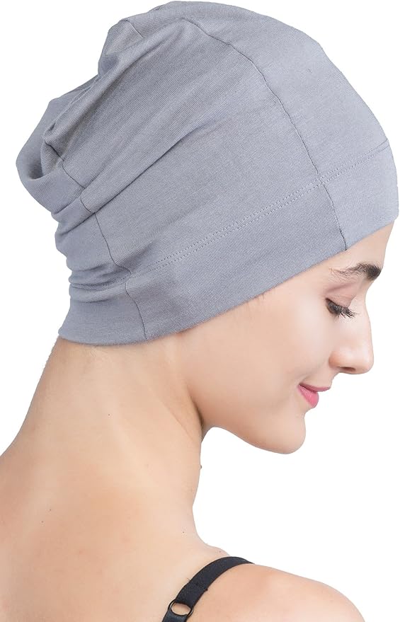 Snug Fit Cotton Sleep Caps for Hair Loss Sleep Cap for Chemo (Grey