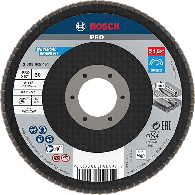 Bosch 1x PRO Metal X571 Flap Disc 115 mm G60 Angled for Small Grinders