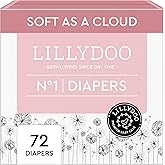 LILLYDOO Baby Diapers - Size 1 (4-11 lbs), Half-Monthly Supply (72 Count), Leak Protection, Skin-Friendly, Ultrasoft, Perfume- & Chlorine-Free, Hypoallergenic, Dermatologist Tested, Oeko-TEX®