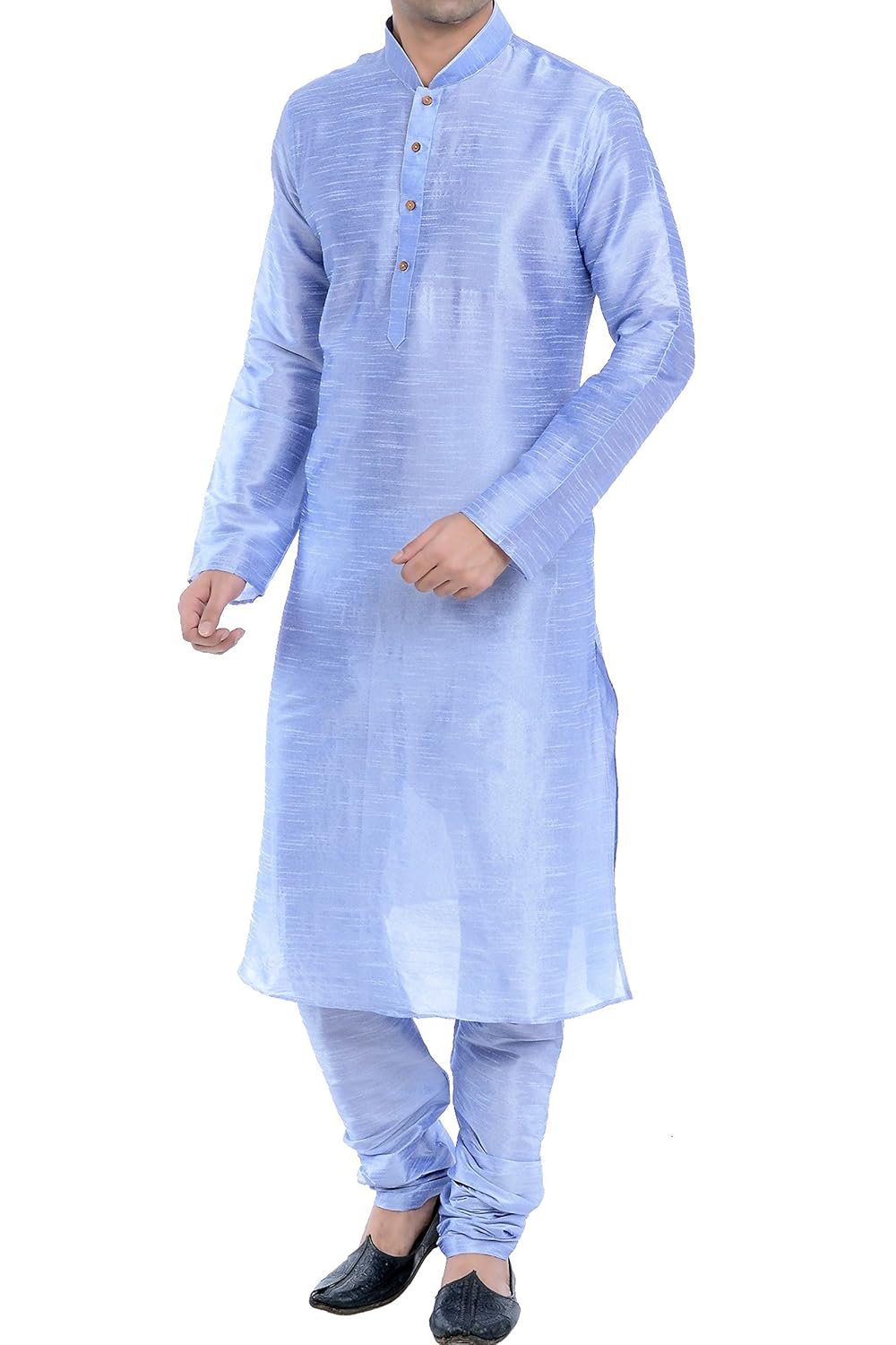 vastramay men cotton silk kurta and pyjama set (bluish white_vasmkha001npha)