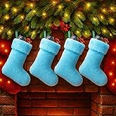 JOVITEC 4 Pieces 20 Inch Christmas Stockings Faux Fur Snowy Christmas Stockings Xmas Fireplace Hanging Stocking Candy Gift Bags for Holiday Decorations (Vivid,Blue)