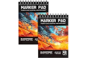 FEITAKE 2 Pack of Marker Sketchbook Bleedproof Alcohol Marker Paper Pads Double-Sided Thick Drawing Art Papers in A5 Sizes Total 120pages (60sheets) of 120lbs (200gsm) for Artists Kids Students