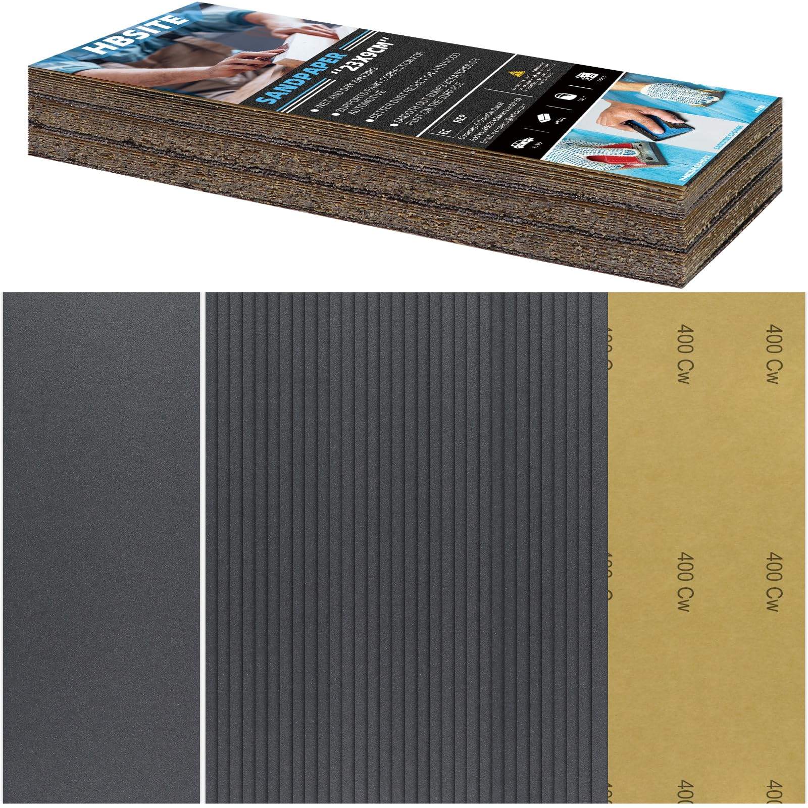 400 Grit Sandpaper Wet and Dry Sand Paper 23x9CM for Car Bodywork Paintwork Wood Metal 36Sheet