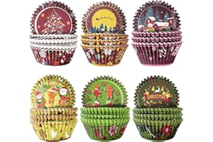 qiqee Christmas Standard Cupcake Liners Cupcake Cups 300-Count Food Grade 6 Original Design Christmas Gingerbread Man Cupcake