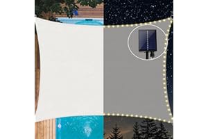 MeetYr Life LED Shade Sail 10'x13' Rectangle Outdoor Awning Rectangle Heavy Duty Permeable Shade Fabric for Outdoor Patio Garden Backyard (10x13Ft, White)