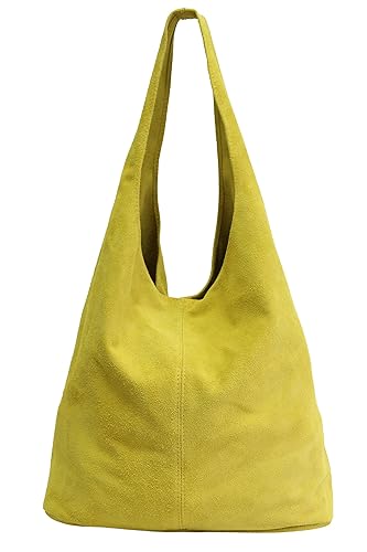 AMBRA Moda Damen Ledertasche Shopper Wildleder Handtasche Schultertasche Beuteltasche WL818
