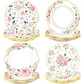Pickmesh 60 Pcs Floral Paper Plates 7 Inches Pink Flower Disposable Dinner Plates for Baby Shower Bridal Shower Birthday Wedding Tea Party Decoration Supplies (Pink Floral)
