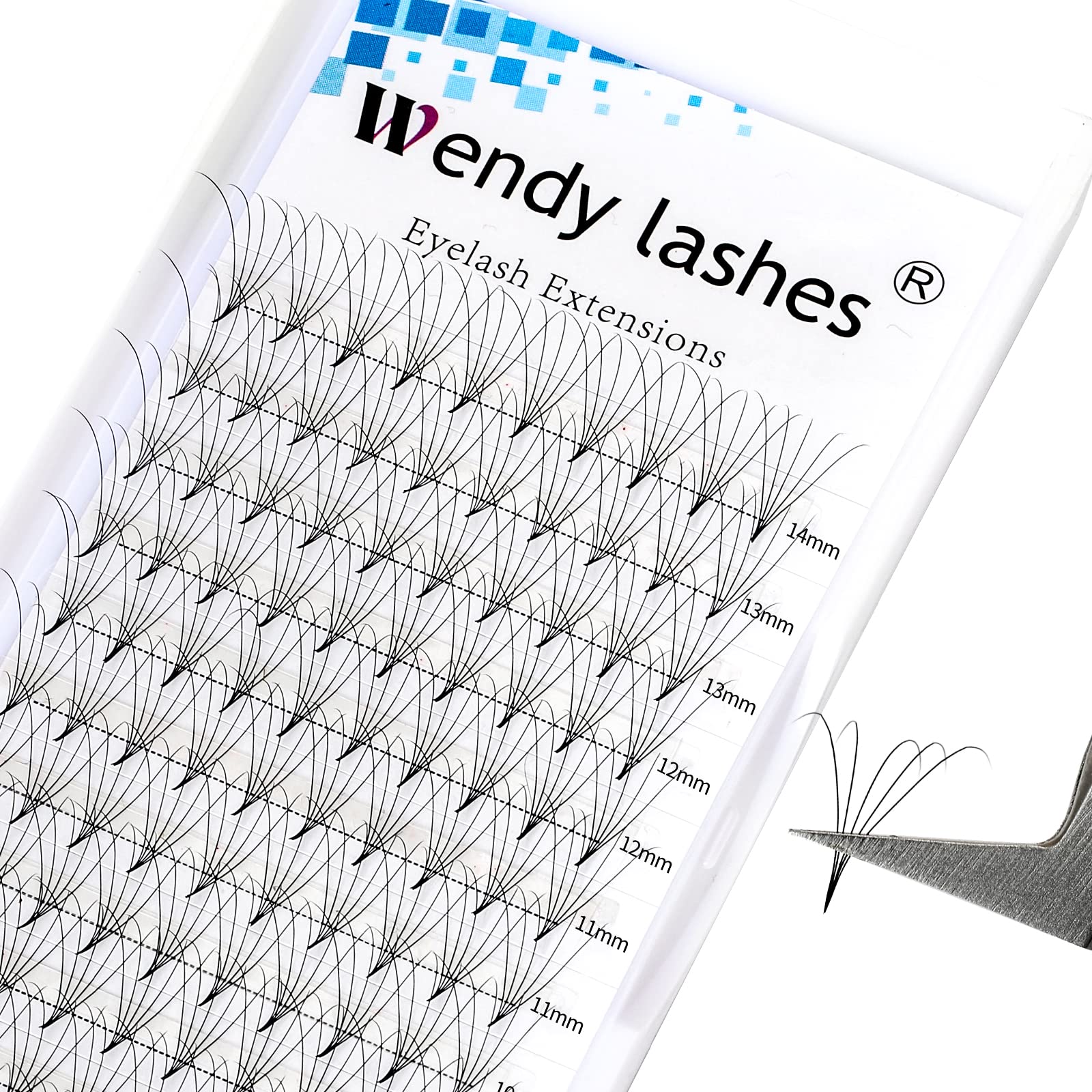 Pre Made Fan Eyelash Extensions 5D 0.07mm D Curl Mixed Length 8-14mm Premade Russian Volume Lashes Middle Tap Natural Volume Lash Extensions(5d-0.07-d-mix8-14)