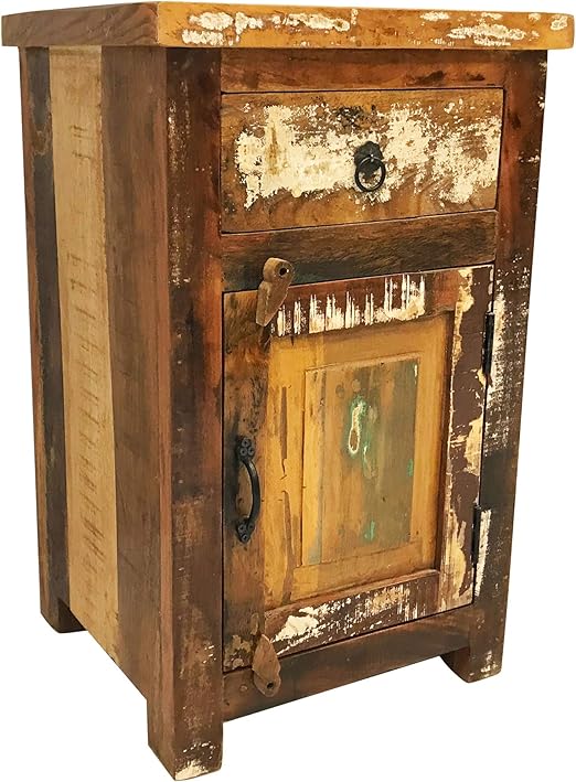 Amazon Com Rustic Reclaimed Wood Nightstand 16 L X 18 W X 29 H Kitchen Dining