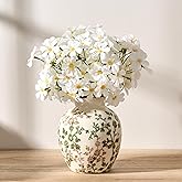 SIDUCAL Ceramic Green and Beige Antique Vase, 5.83 Inch Retro Ice Cracked Chinoiserie Floral Vase, Rustic Farmhouse Vases for Home Decor, Bookshelf, Office, Garden, Chinoiserie Decor, Tuscan Decor