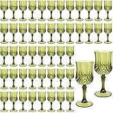 HNPSTBNO 48 Pack Emerald Green Plastic Wine Glasses Vintage Style Reusable Plastic Cups Suitable for Weddings Banquets Parties Birthdays