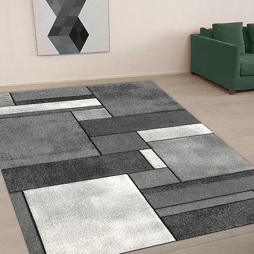 Un Amour De Tapis Tapis Moderne 1041 Tapis Dentrée Brillance Geometrique Gris Claire Gris Foncé Gris 80 X 150 Cm