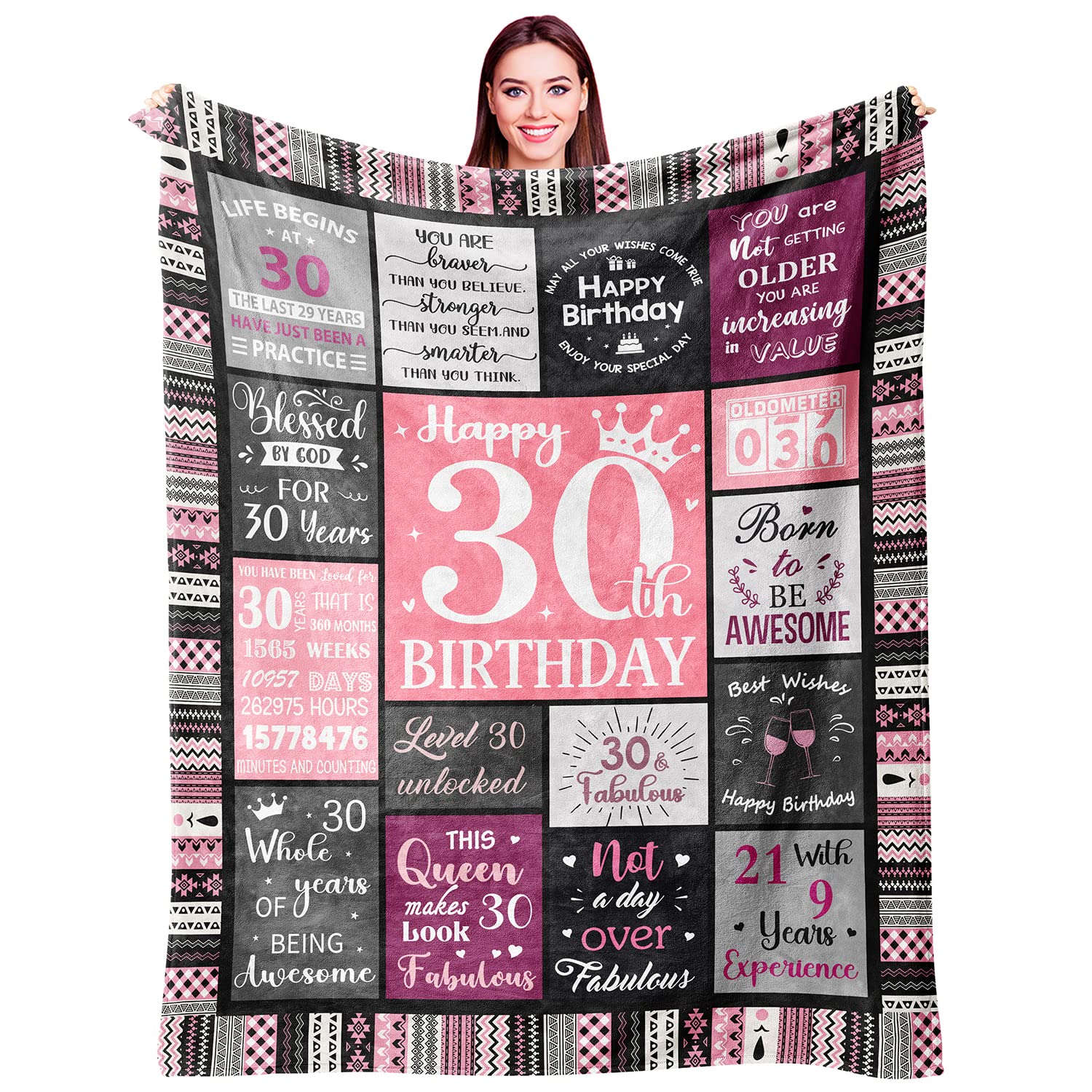 Ivivis 30th Birthday Gifts for Women, Happy 30th Birthday Decorations for Her, 30 Year Old Bday Gifts for 30 Year Old Women Friend Sister Daughter, 1996 Thorw Blanket 60”x50”