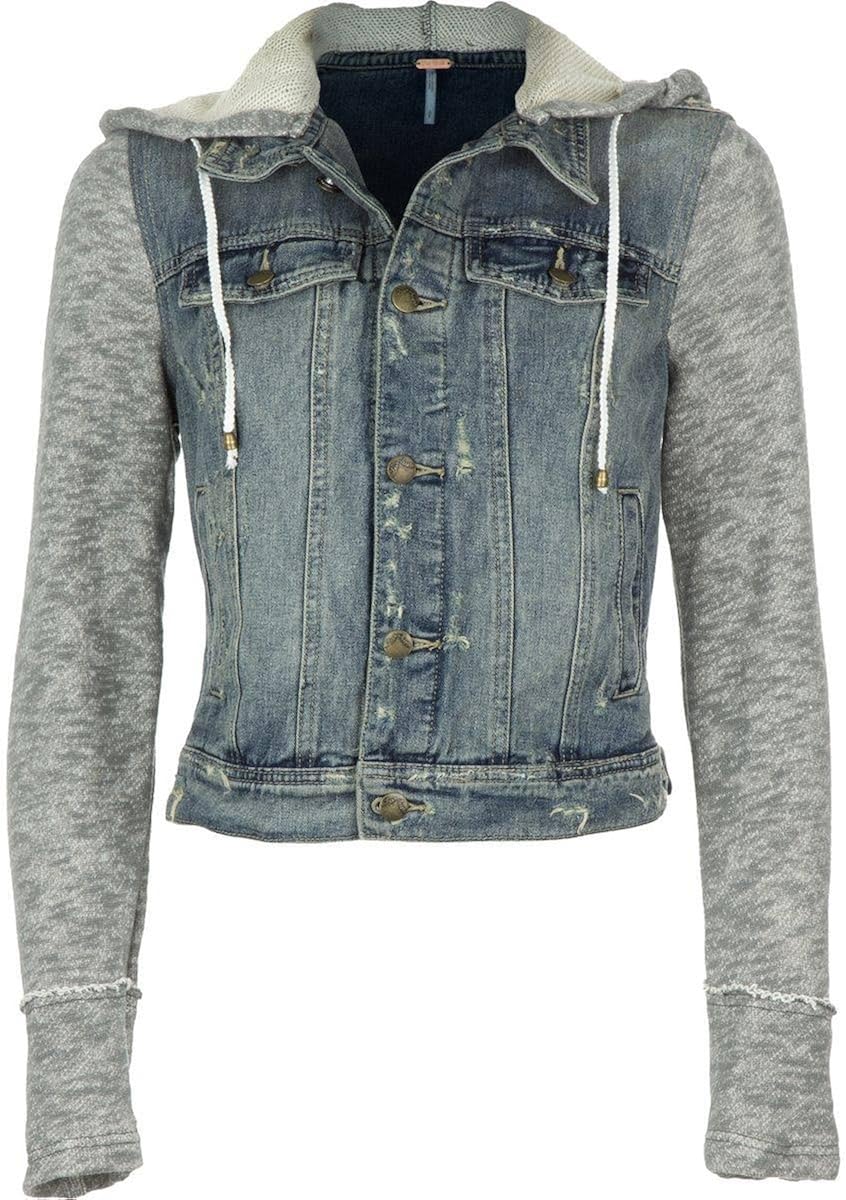 free people knit hooded denim jacket