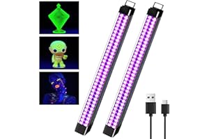 DESTLIFE 2 Pack Rechargeable LED Black Light Bar, 10W Battery Operated Black Lights, Cordless Black Light Strip, Portable Blacklight for Bedroom Tapestry Poster Glow Party