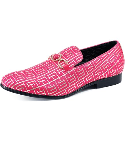 Amali Men\'s Pink Velvet Loafers Metal Chain Buckle Slip On Smoking Tuxedo Shoes Amazon.com | Amali Aller, Mens Casual Shoes - Loafers Men  main image 2