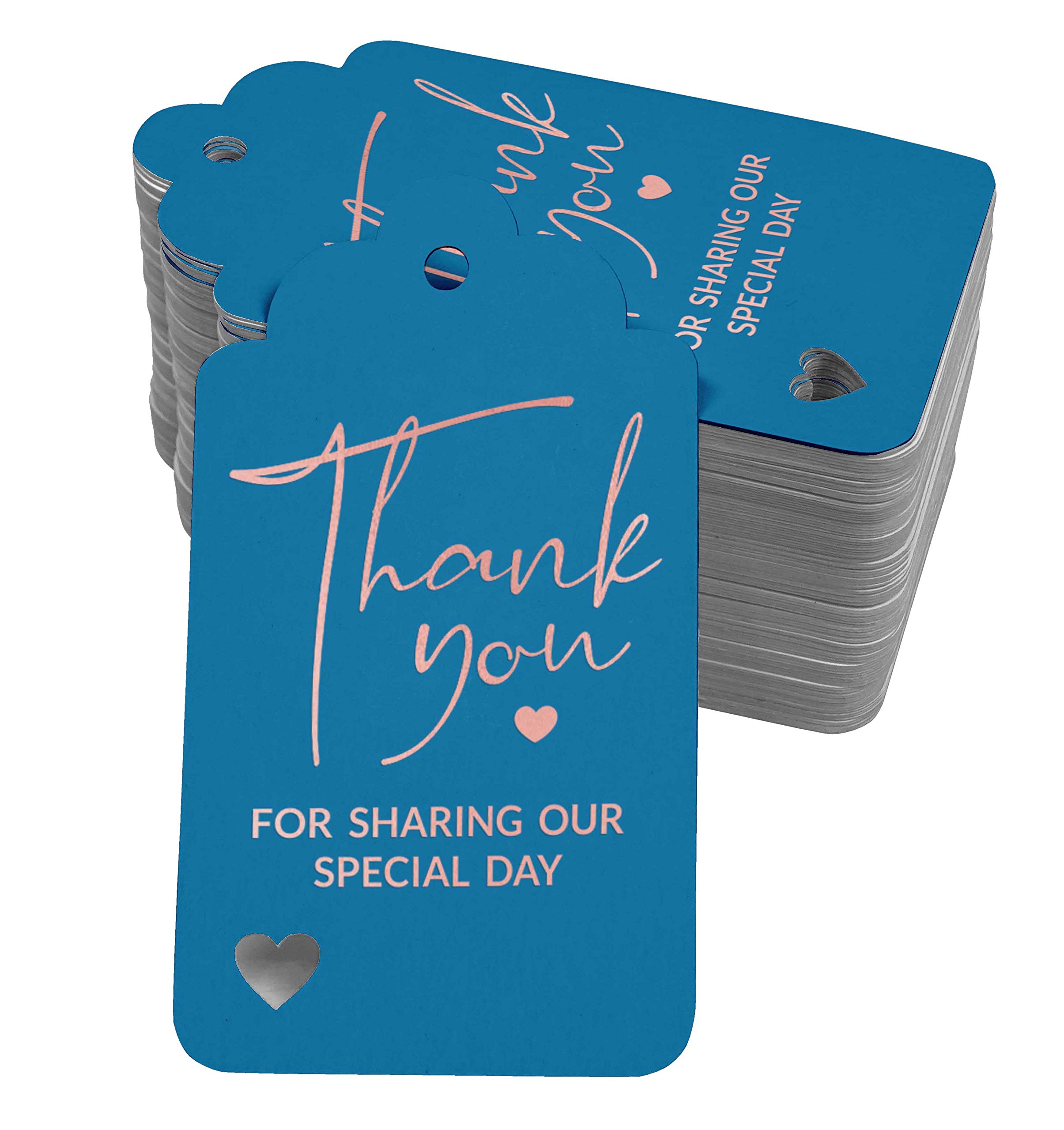 Inkdotpot Pack Of 100 Thank You For Sharing Our Special Day Bridal Shower-Baby Shower-Retirement-Wedding-Birthday Favor Paper Tags Craft Real Rose Gold Foil Hang Tags