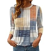 LOMON Women's 3/4 Length Sleeve Tops Crew Neck Dressy Casual Blouses Summer Tees Shirts