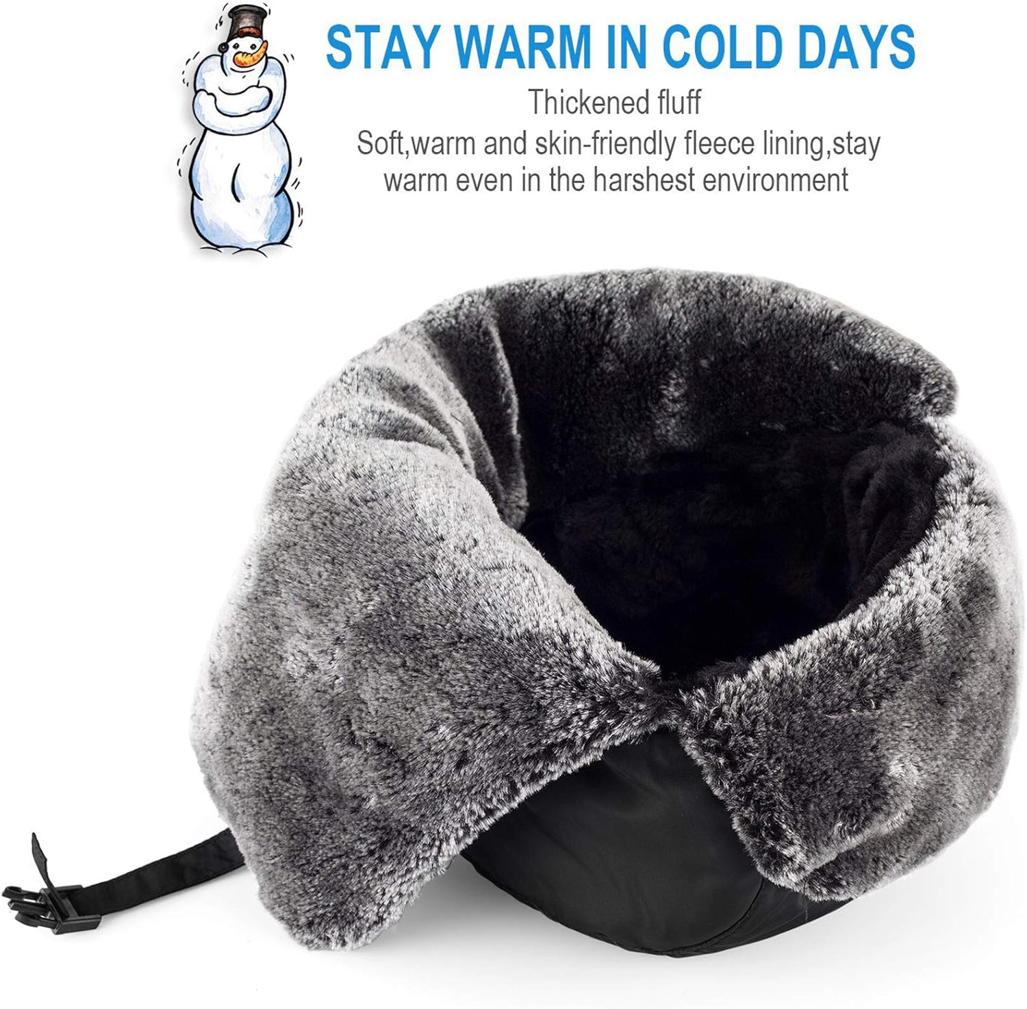 Mysuntown Unisex Winter Trooper Trapper Hat Hunting Hat Ushanka Ear Flap Chin Strap and Windproof Mask,Black,22-24 Inches ,One Size Fits All: Clothing