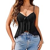 Avidlove Womens y2k Cami Top V Neck Sleeveless Blouse Shirts Irregular Ruffle Flowy Tank Camisole