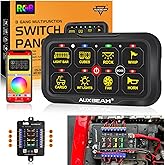 Auxbeam 8 Gang Switch Panel Bluetooth AR-820 with RGB APP Control 3 Modes | Dual-Side Wiring Toggle/Momentary/Pulsed, Memory Function, Backlit Off, Waterproof for SUV RV UTV Offroad, 3-Year Warranty