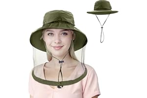 COZYCABIN Mosquito Head Net Hat with Hidden Net Mesh for Outdoor Lover Hiking Fishing Beekeeping Gardening Men or Women (Amy Green)