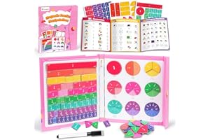 D-FantiX Magnetic Fraction Demonstration Book, Magnetic Fraction Tiles & Fraction Circles Set, Math Manipulatives for Element