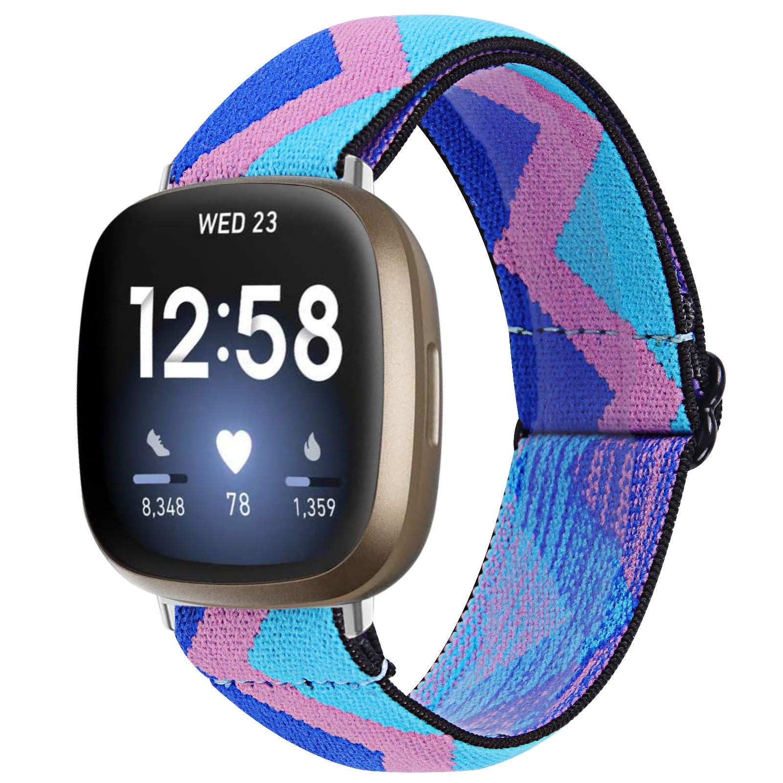 TRISTRAPS Nylon Watch Strap Compatible with Fitbit Versa 3/Sense Strap,Soft Elastic Breathable Replacement Sport Wristbands for Men/Women,18 Colours for Chosen (Blue)