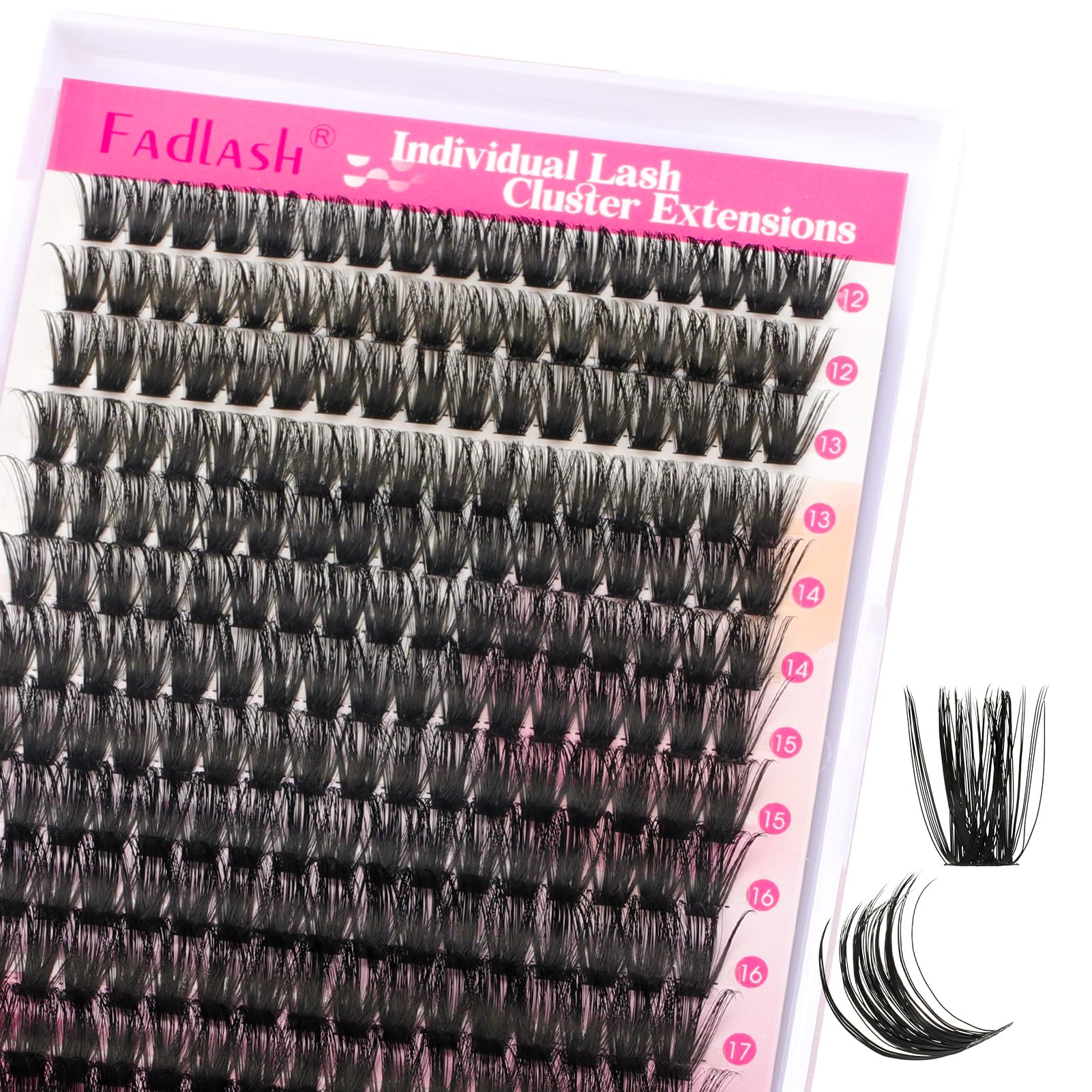 FADLASH Lash 0.07mm D Curl 12-18mm 80D Wispy Reusable Soft Fluffy Cluster Lashes DIY Eyelash Extensions — image 1