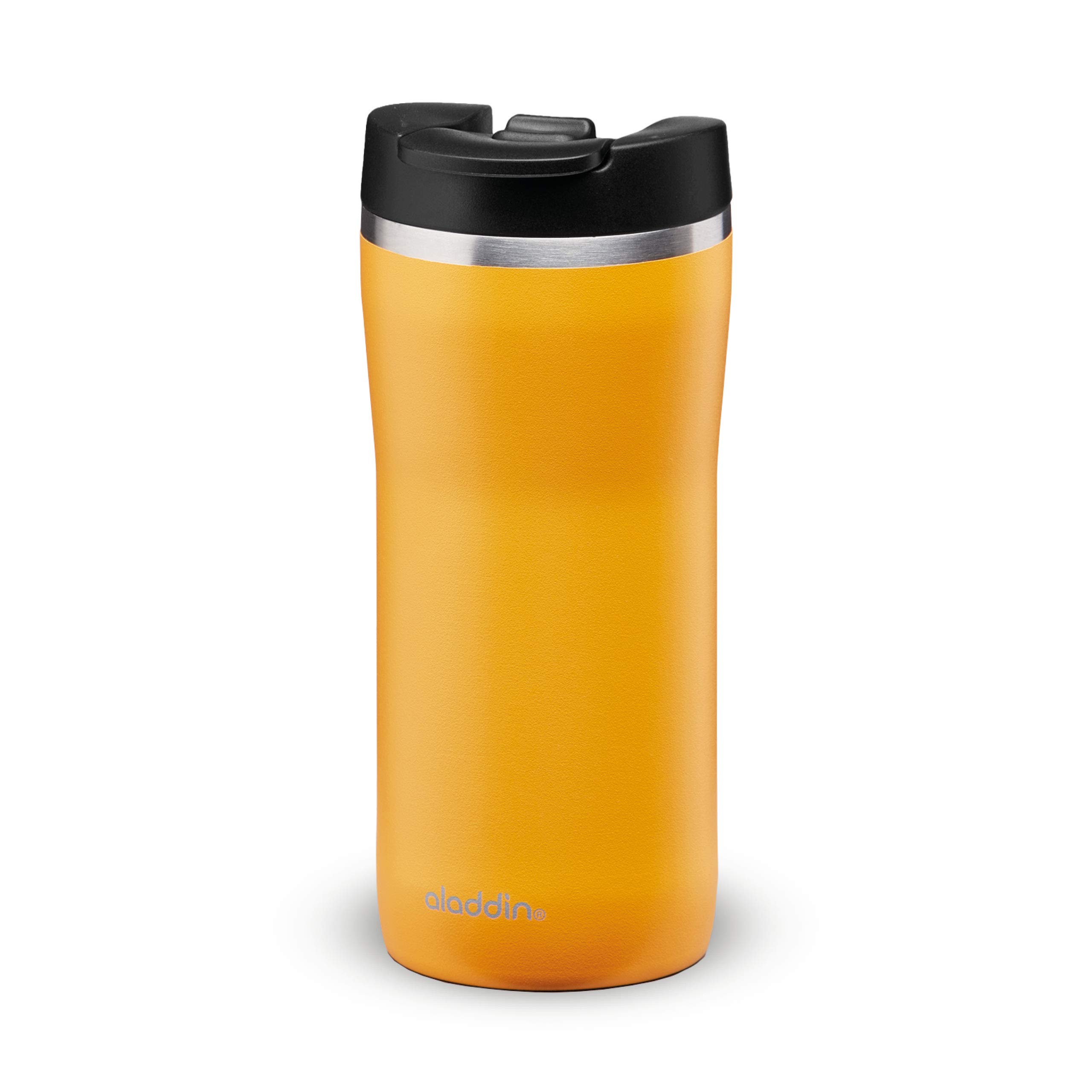 Aladdin Barista Mocca Thermavac Leak-Lock Stainless Steel Thermos Travel Mug for Hot Drinks 0.35L Sun Yellow – Keeps Hot for 3 Hours - BPA-Free Reusable Coffee Cups - Leakproof - Dishwasher Safe