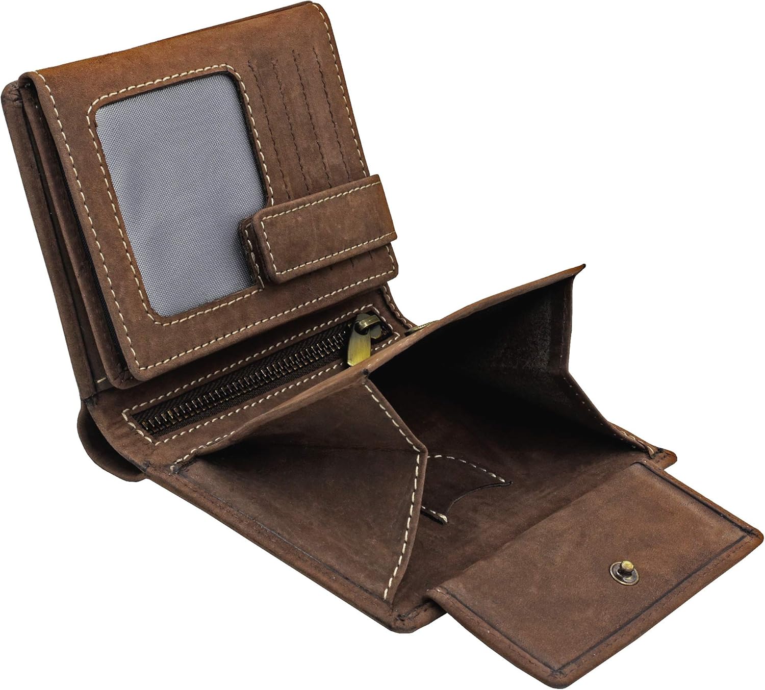 Fa.Volmer Hunter Wallet Real Leather with RFID Blocking Typ #VO14, Brown, 12,5 x 2,0 x 9,5 cm - Image 3