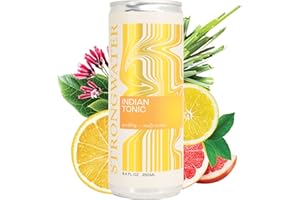 Strongwater Sparkling Indian Tonic Water - 12 Pack Cans (8.4 Fl Oz Each) - Premium Mixer with Quinine, Rocky Mountain Water & Botanicals - No Added Preservatives, Zero Sugar