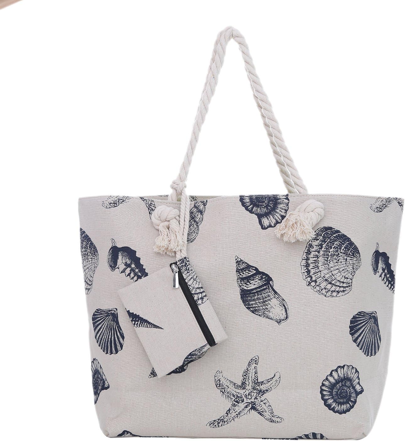 DonDon Large Beach bag for women with zip Waterproof Pool bag tote beach bags Shell Ecru, XXL - Image 4