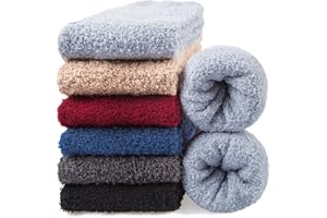 YSense 6 Pairs Mens Fuzzy Fluffy Slipper Socks, Winter Warm Thick Soft Cabin Stocking Comfy Sleep Plush Fleece House Socks