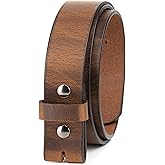 No Buckle Belt | Made in USA Mens Cowboy Belt | 1 1/2" Leather Belt Strap with Snaps