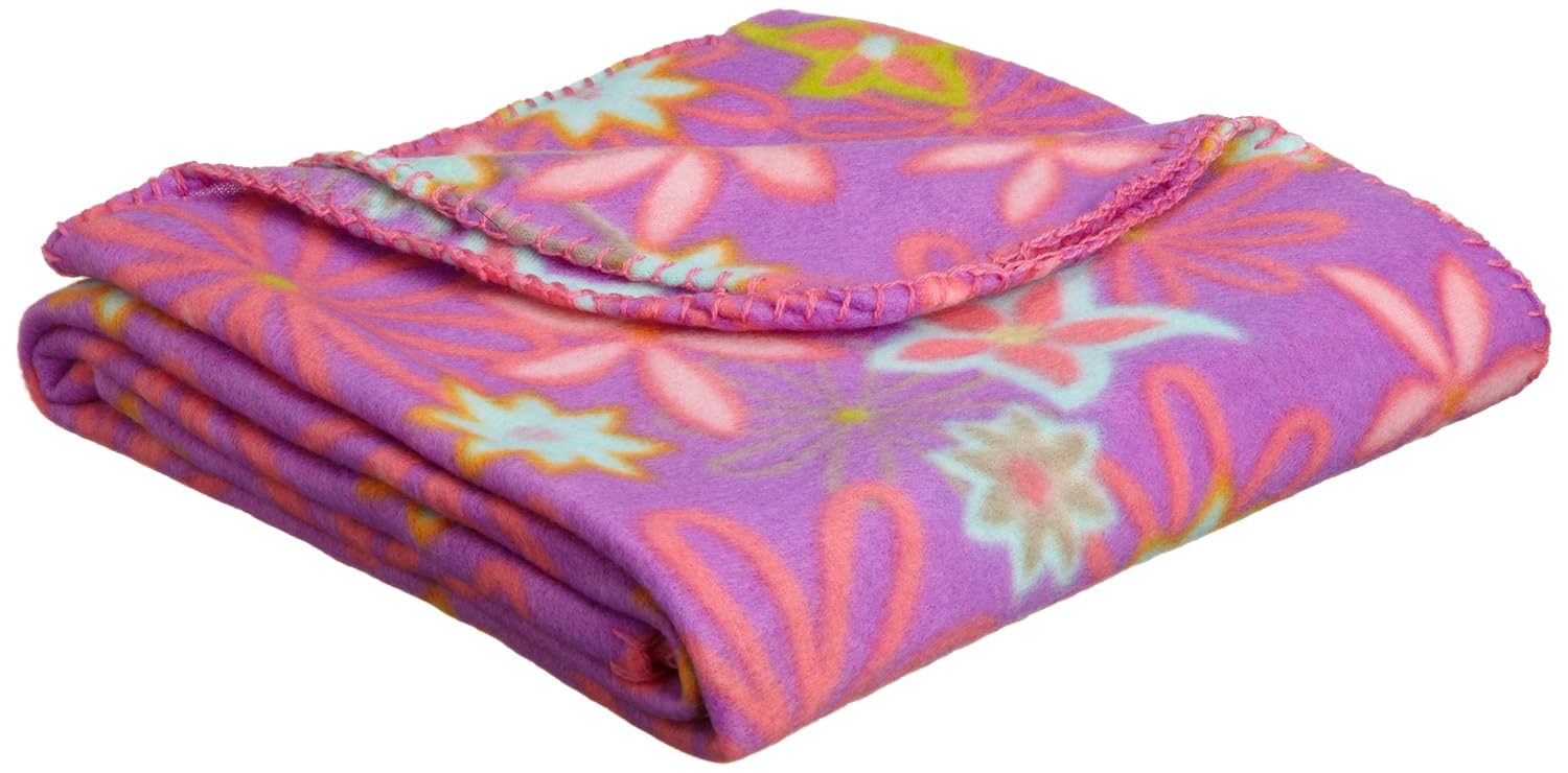 Northpoint 180 GSM Retro Printed Fleece Throws, Flowers on