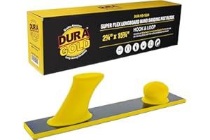 Dura-Gold Pro Series Firm & Flex Longboard Hand Sanding File Block, Hook & Loop Backing & PSA Adapter Pad - Use Continuous Rolls or Sandpaper Sander Sheets - Flexible Sand Contoured Surface, Auto Wood