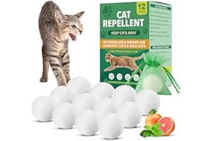 PATOROP Cat Repellent Outdoor & Indoor, Cat Deterrent Outdoor Indoor, Natural Essential Oil Ball, Anti Cats Scratch for Furniture, Keep Cats Out of Yard, Keep Cats Away from Garden, Lawn Plants, 12 Packs