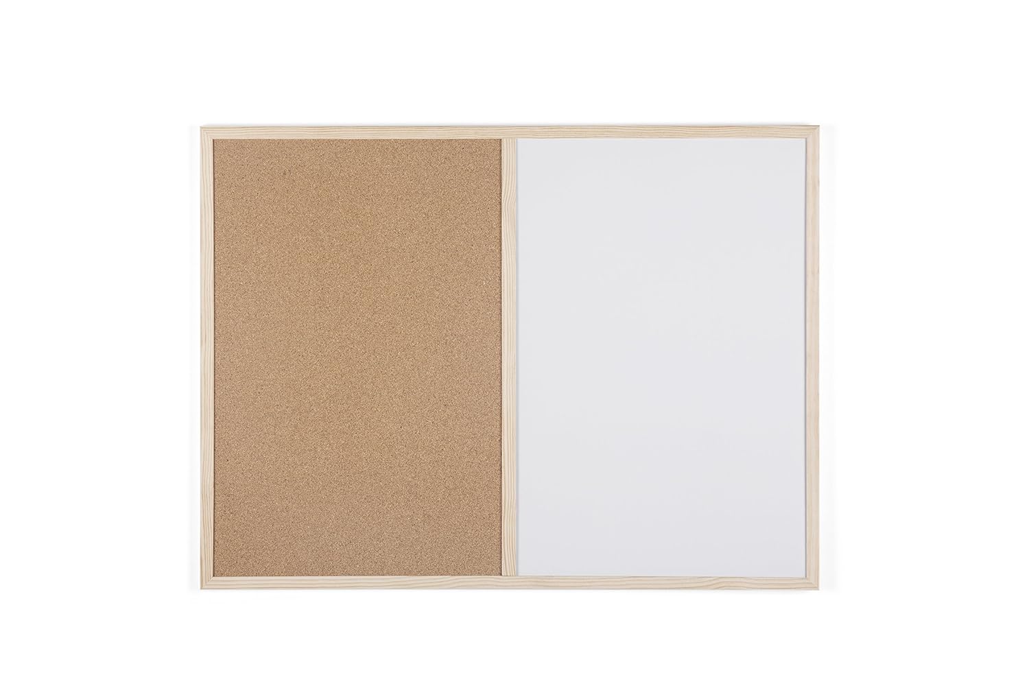 Tableau Combiné Bi-Office - Blanc Effaçable Et Liège - Cadre Noir MDF 60x40cm - Fourni Avec Accessoires