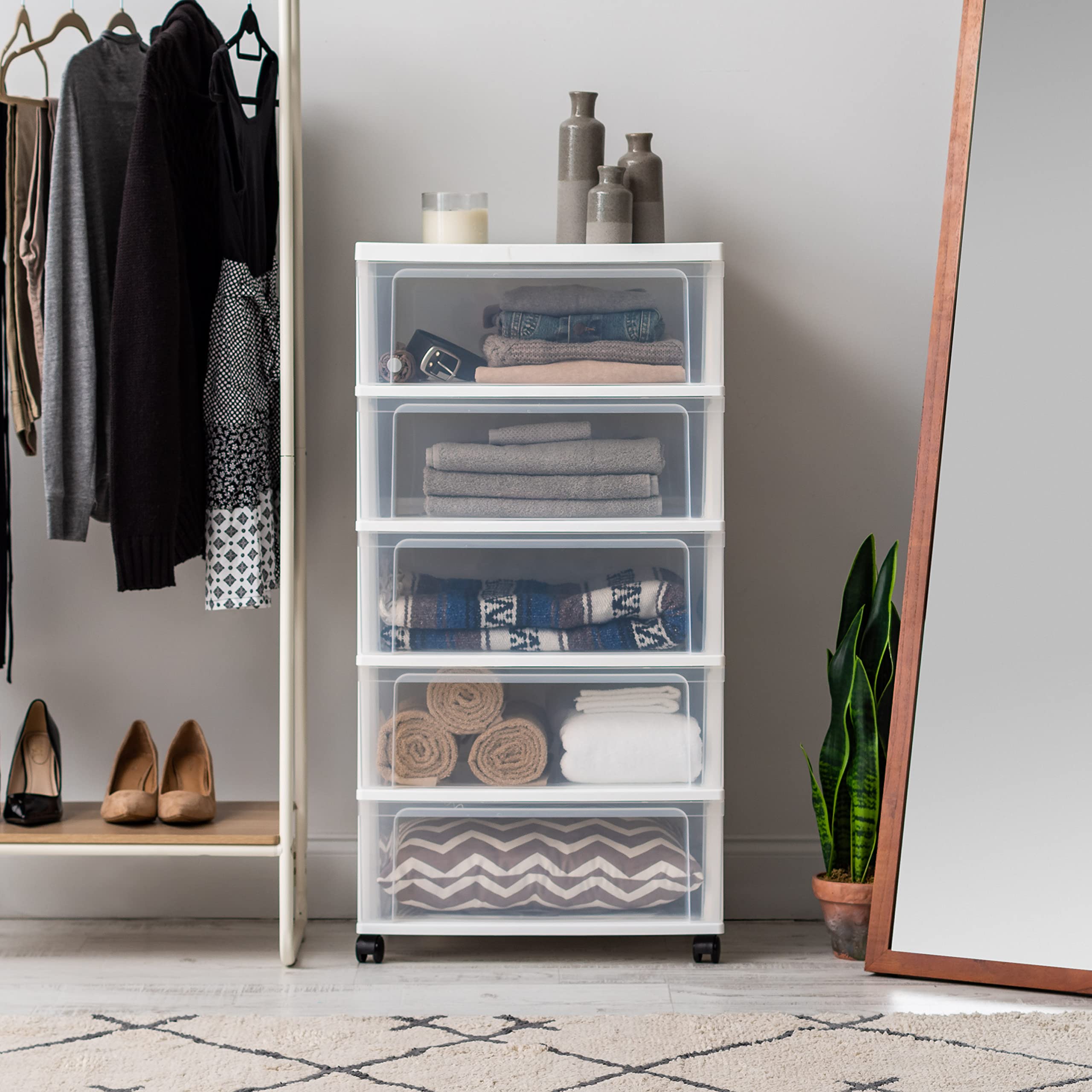 IRIS USA 110307 Wide Storage Drawer Cart, 5, White