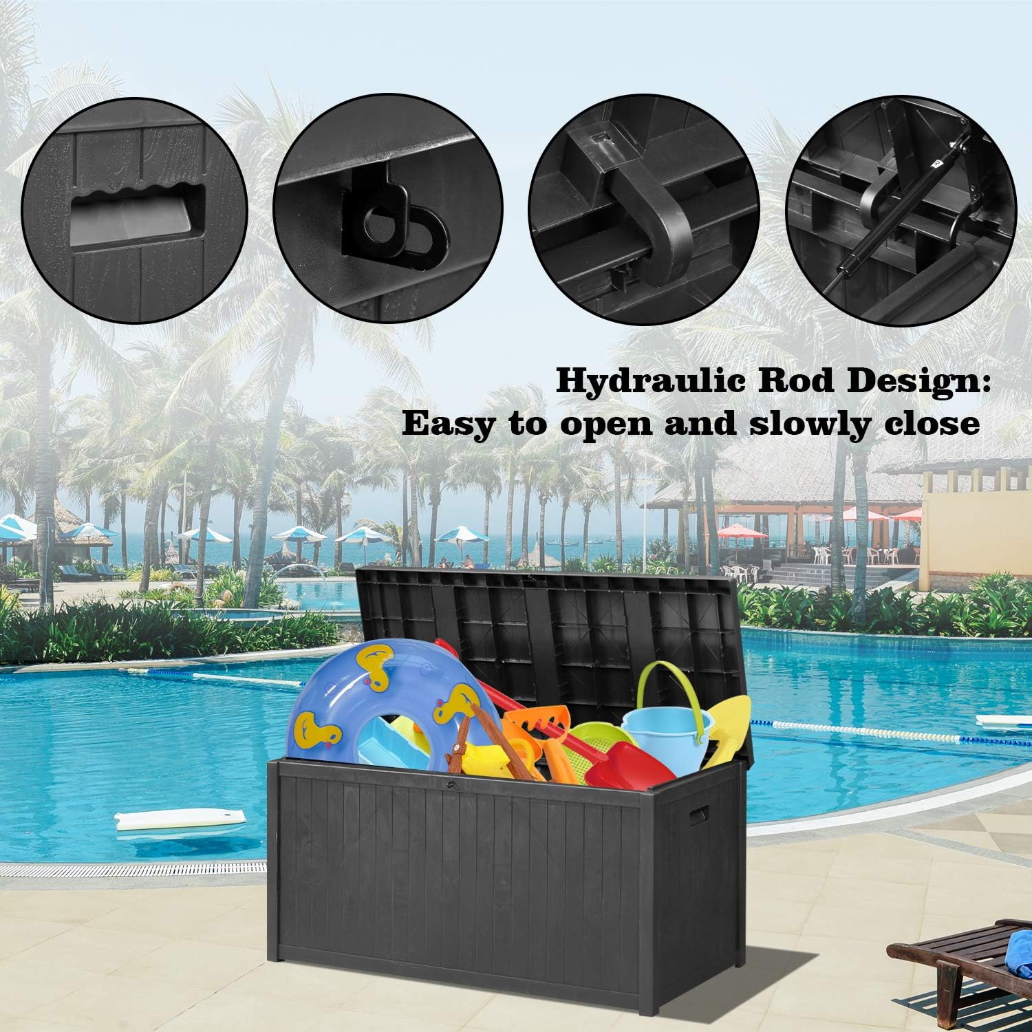 Patio Cushion Storage Box Waterproof Outdoor Deck Storage Box Lockable for Garden, Backyard, Pool, Lawn 120 -Gallons(Black) : Garden & Outdoor