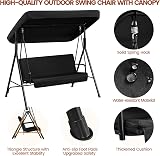Yaheetech 3 Seater Outdoor Swing Chair Canopy Removable Cushions Black view 3
