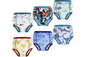 MOEMOE BABY Training Underwear 6 Packs 100% Cotton Absorbent Potty Training Pants for Toddler Boys and Girls 3 Years