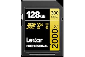 Lexar 128GB Professional 2000x SD Card, UHS-II, C10, U3, V90, Full HD, 8K, Up To 300MB/s Read SDXC Memory Card, for DSLR, Cin