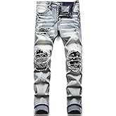 Liuhond Men's Slim Fashion Ripped Straight Holes Stretchy Jeans