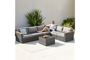 ZZWHOM Exclusive Quick Install Patio Furniture Set, 7 Pieces Outdoor Patio Furniture, Durable Wicker Outdoor Couch Patio Sectional Sofa Conversation Sets for Backyard, Lawn, Outside…