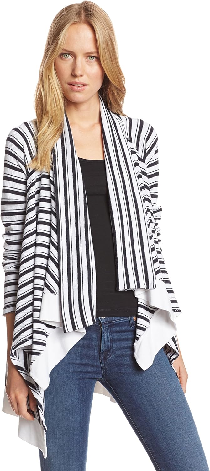 Splendid Women's Navy Stripe Thermal Wrap Cardigan, White, Small Amazon.ca Clothing & Accessories