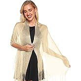 SATINIOR Metallic Shimmering Shawls and Wraps for Evening Dress Women's Scarf with Snowflake Clip for Evening Party Wedding